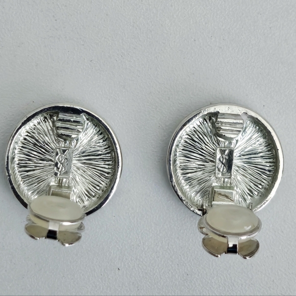 Yves Saint Laurent Silver Hammered Metal Earrings - Picture 3 of 6